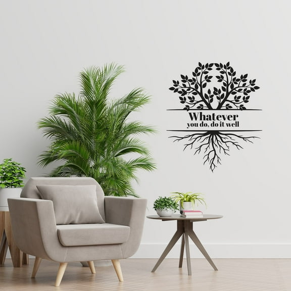 Whatever You Do Do It Well Quote Beautiful Tree Silhouette Tree Vinyl Design Wall Sticker Wall Art Decal Boys Girls Kids Room Bedroom Nursery KinderHome Decor Stickers Decoration Size (10x8 inch)