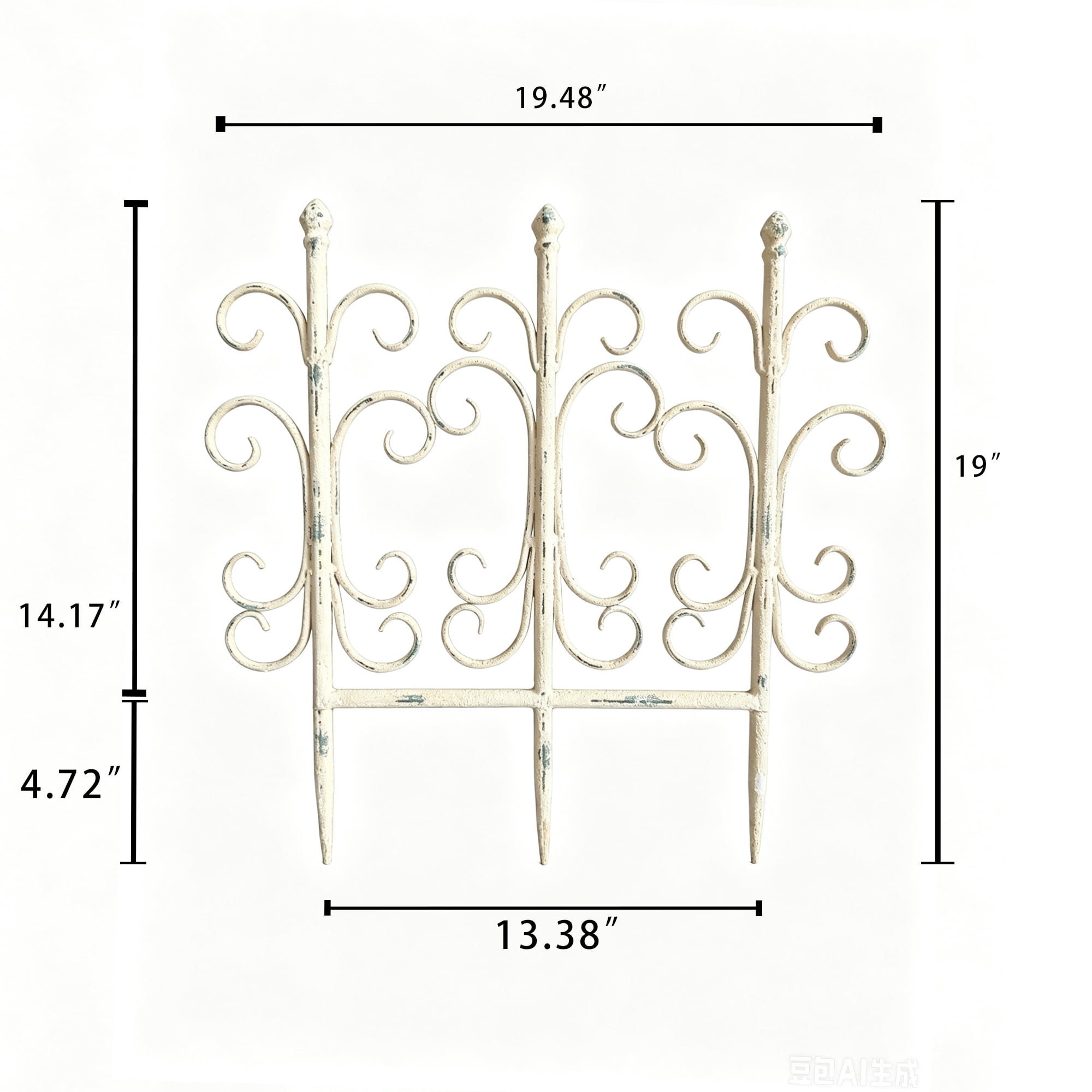 Iron Garden Fence, Decorative Fence Pannels, Outdoor Yard Landscape Pathway Border Panels Anti Animal Flowers Plants Barrier Climbing Trellis, 19.48"*19"