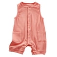 thumbnail image 1 of Zanarzt Newborn Baby Boy One-Piece Baby Rompers Summer Newborn Stretch Solid Color Breathable Cotton with Front Button Closure Baby Boy Outfits 0-3 Months,Orange, 1 of 6