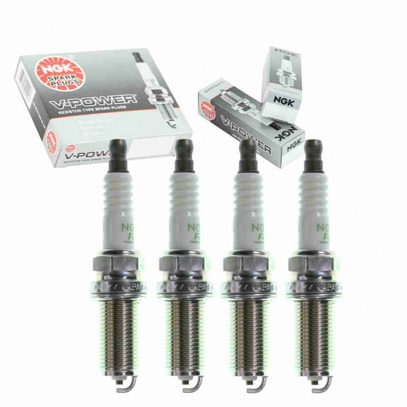 4 pc NGK 6376 V-Power Spark Plugs for 1N15-18-110 22401-8H515 33-859495Q 3482 6076 94702-00391 94709-00391 975 FR8ME K16HPR-U11 K16HR-U11 K5RTM REC10YC4 Ignition Wire Secondary