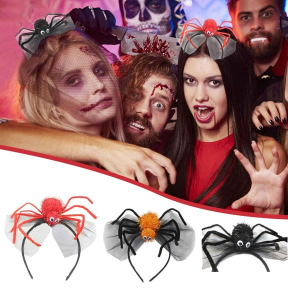 Wovilon Halloween Bathroom Decor, Halloween Headband Festive Party Spider Headband Black Tricky