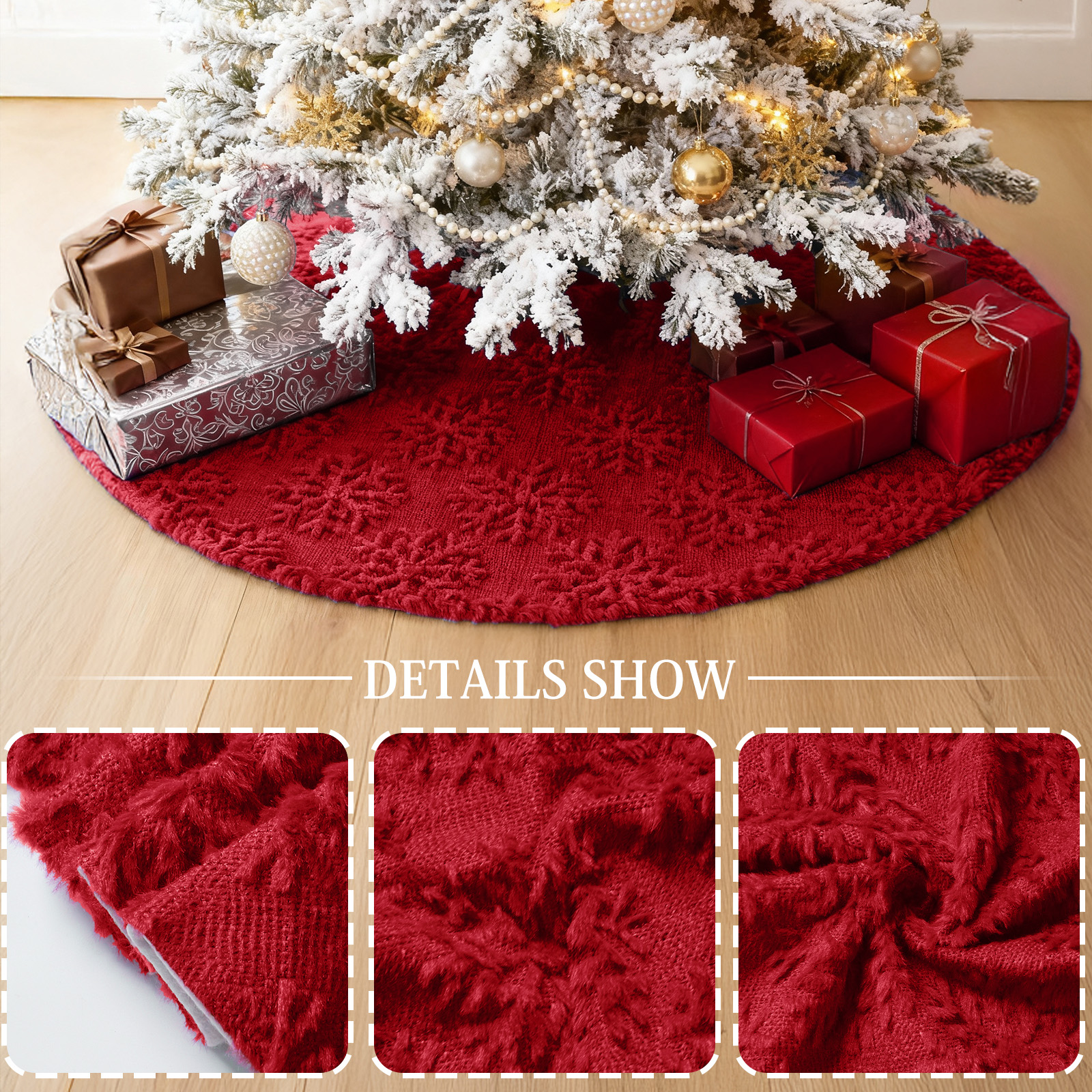 Sanmadrola Red Plush Christmas Tree Skirt, 30 Inch photo 6