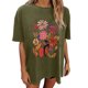 thumbnail image 4 of Faldas Cortas para Mujeres, Impresión de Flores Casual Oversized Camiseta de Manga Corta Top Hecho de 95% Poliéster 5% Spandex para Primavera Verano, Falda Corta de Verano, 4 of 7