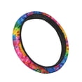 thumbnail image 3 of Jeiento Rainbow Tie Dye Car Steering Wheel Cover for Women Men Non-slip Car Wheel Protector Sweat Absorption Steering Wheel Covers Auto Interior Accessories for Truck SUV Van, 3 of 6