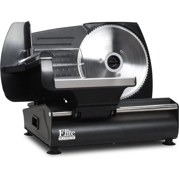 EMT-625B Ultimate Precision Electric Deli Food Meat Slicer Removable Stainless Steel Blade, Adjustable Thickness, Ideal for Cold Cuts, Hard Cheese, Vegetables & Bread, 7.5”, Black