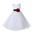 thumbnail image 3 of Ekidsbridal White Burgundy Tulle Rattail Edge Flower Girl Dress Christening Formal Evening Gown for Photoshoots 829T 4, 3 of 3