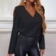 thumbnail image 2 of Mujeres clásico verano Color sólido manga larga gasa suelta fuera del hombro túnica Tops blusas camisa Pompotops FGAJ13826, 2 of 9