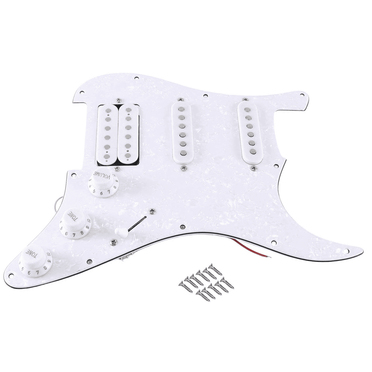 SQ Electric Guitar Loaded Prewired Electric Guitar Pickguard Pickup Assembly White Pearl,1 * Prewired Pickguard Set,White