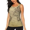 thumbnail image 3 of Goofa Vintage World Map Printed Womens Workout Tops for Women Sleeveless Yoga Shirts Athletic Running Tank Tops Sleeveless Gym Clothes Workout Apparel-Large, 3 of 9