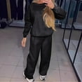 thumbnail image 2 of jtjvou Sweatsuit for Women 2 Piece Outfits Sparkly Glitter Rhinestone Long Sleeve Crew Neck Sweatshirts Wide Leg Pants Sets Black XL, 2 of 8
