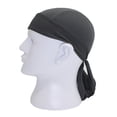 thumbnail image 2 of Sweat Wicking Do Rags Skull Caps, Cooling Hip Hop Hat, Beanie Durag Motorcycle Head Wrap Doo Rag Liner for Men Women Dark Gray One Size, 2 of 3