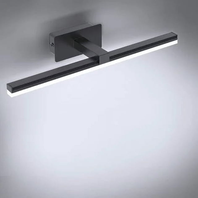 Luz de espejo LED de 9W, luz de espejo de baño blanca fría 6000K 40cm Iluminación frontal de espejo Iluminación de gabinete de baño 720LM Lámpara de pared de espejo LED negra para baño Inodoro