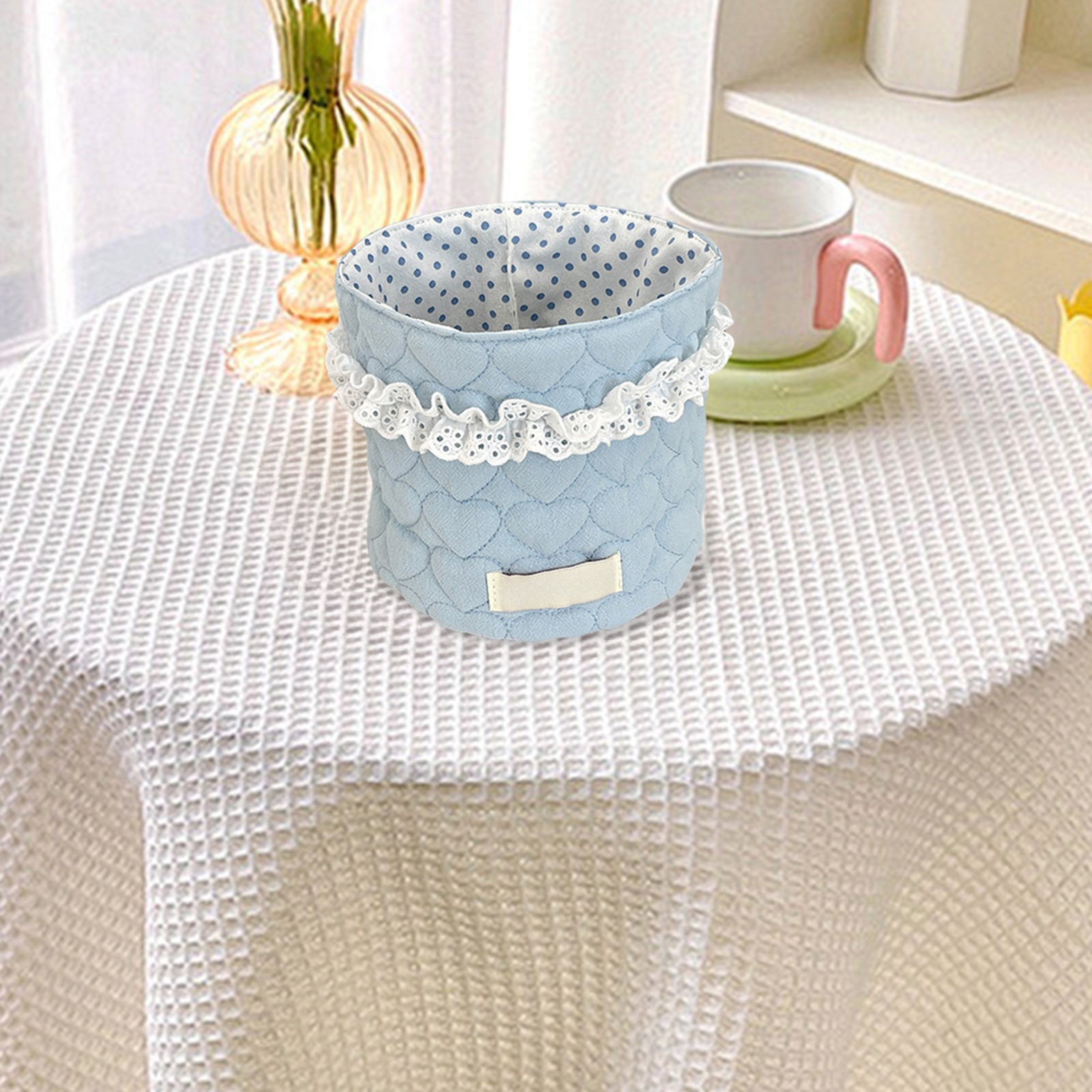 Cute Quilted Makeup Storage Weaving Basket, Home Organizers, Multifunctional Large Capacity Storage Basket, Desktop Storage Organizer for Home Office, Toiletries Basket,5PCS