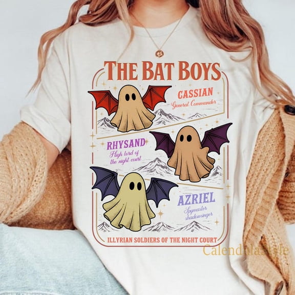 Halloween Bookish T Shirt, The Bat Boys ACOTAR Shirt, Ghost ACOTAR Shirt, Rhysand Azriel Cassian Tee, Hunt Athalar Wings Shirt