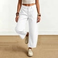 thumbnail image 6 of CQONEPT Womens Cargo Capris High Waisted Barrel Baggy Cargo Pants Wide Leg Dress Casual Cropped Trousers with Pockets White XL, 6 of 7