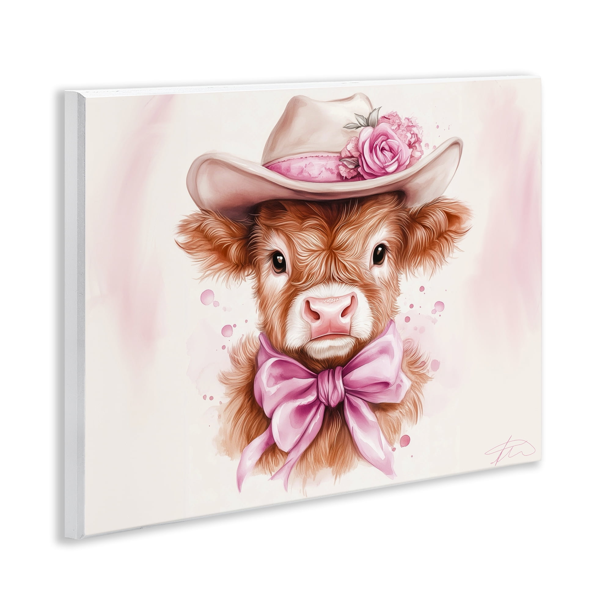 Pretty In Pink Cow Wall Plaque Art, design by Shawna Stewart