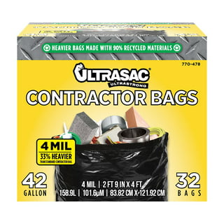VBS - 3 Mil Contractor Bags, 42 Gallon - 20 Pack - heavy duty large trash  bags, black garbage bags, large garbage bags, heavy duty garbage bags,  large
