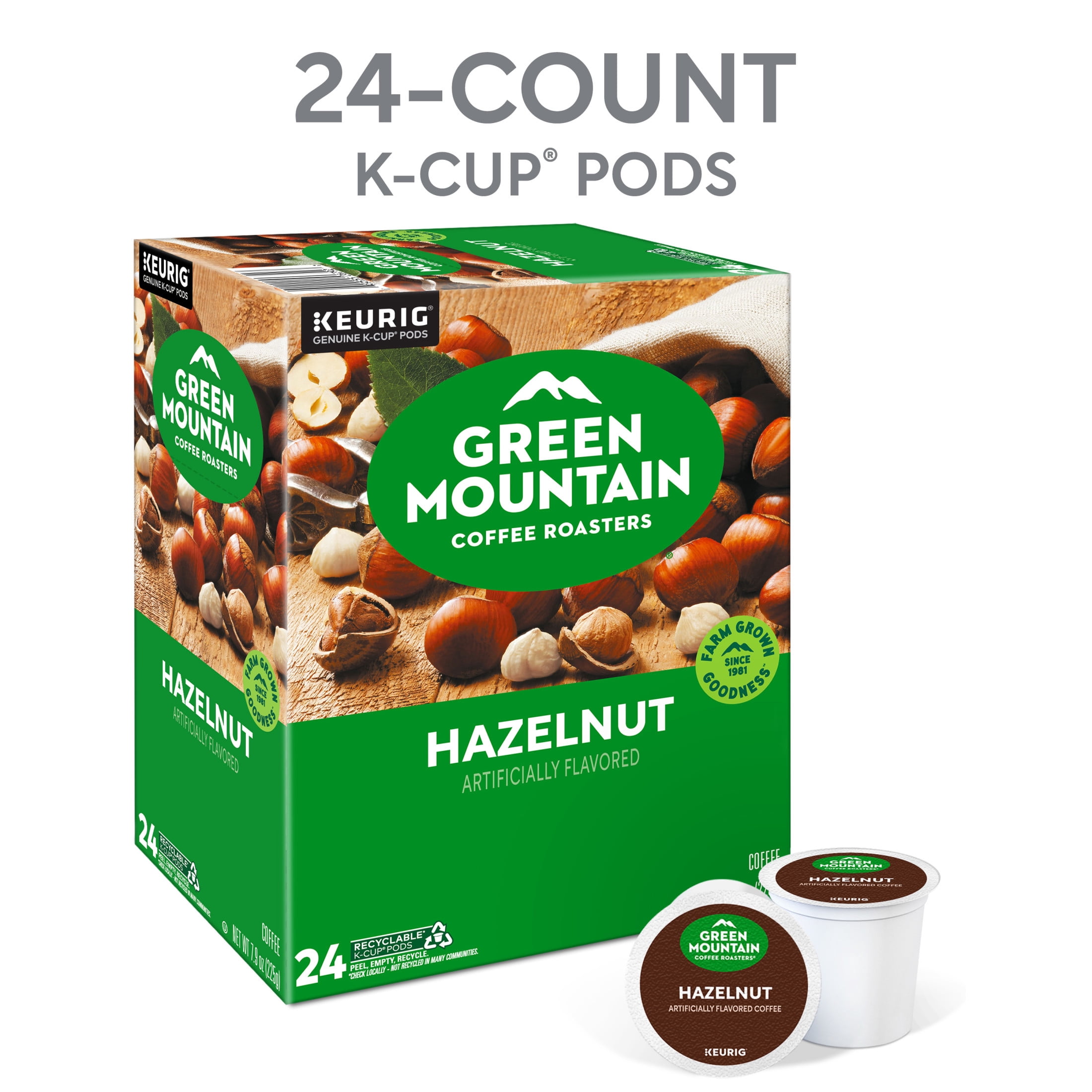 Green Mountain Coffee Roasters, Hazelnut Flavored K-Cup Pods, 24