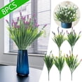 thumbnail image 1 of Artificial Peppermint Flowers Set | 8 Pack Lifelike Green Leaves & Pointed Grass | Realistic Plastic Plants, Low Maintenance Indoor Décor | Fake Floral Arrangement for Vase, Home, Wedding, Event, 1 of 2