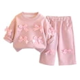 thumbnail image 3 of HVOBTTY Toddler Girl's Solid Color Crew Neck Long Sleeve Sweatshirt Long Pant 2 Piece Casual Matching Outfit Suits, 3 of 5
