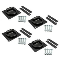 4 Pack 5/8" Heavy Duty Bolt-On Forged D Ring for Trailers Trucks, Cargo Tie Downs - 18,000 Lbs Breaking Strength Black Powder Coated Steel