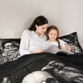 thumbnail image 4 of Feelyou Hippie Raven Skull Full Size Comforter Sets, Boho Floral Book Bedding Comforter Set, Black White, Black Reversible, 3-Piece, 1 Comforter and 2 Pillowcases, 4 of 7