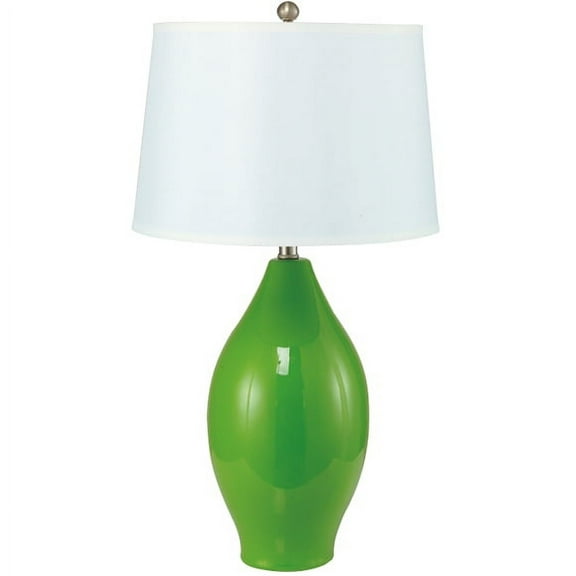 NEW Modern Style Green Base with White Fabric Shade 28" Table Lamp 6201