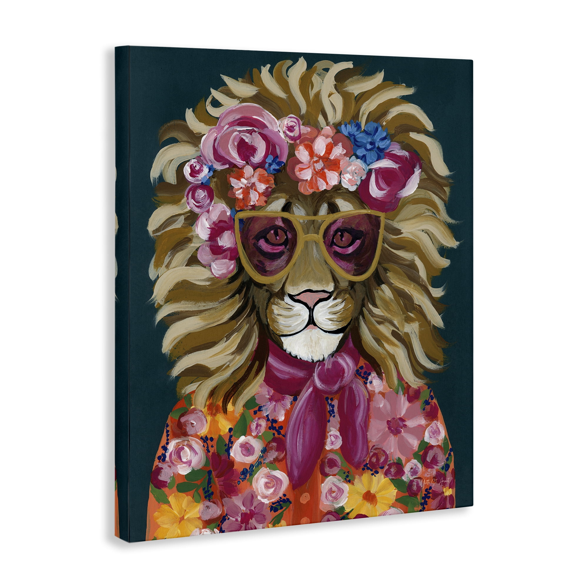 Stupell Industries Miami Living Lion Animals Painting Wrapped Canvas Art Print Wall Art, 36 x 48