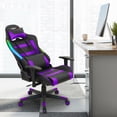 thumbnail image 4 of Gymax Gaming Chair Adjustable Swivel Computer Chair w/ LED Lights & Remote Purple, 4 of 10