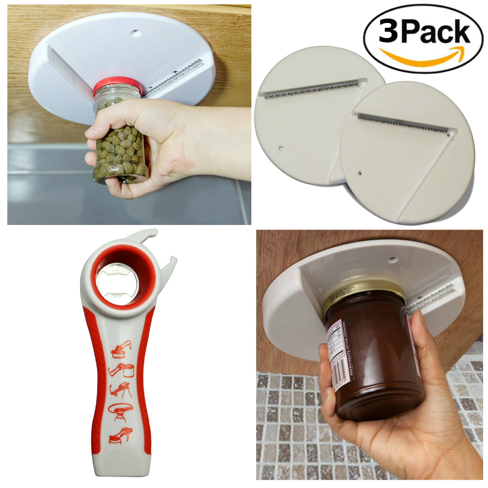 Non-slip Heavy-duty Can Jar Bottle Opener People Suffering From Arthritis and Anyone with Low Strength Jar Opener Get Lids Off Easily for Seniors Blue