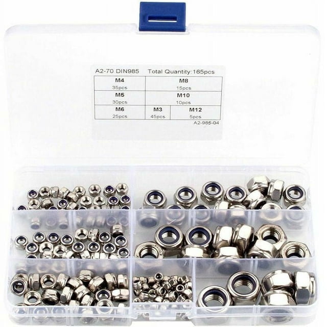 Tuercas hexagonales Ficarrico, M3 M4 M5 M6 M8 M10 Kit surtido de tornillos de tuercas hexagonales de acero inoxidable