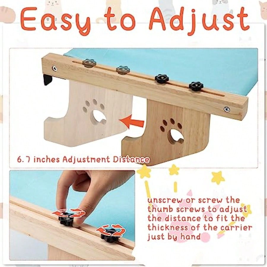 2 Set Cat Window Sill Perch Adjustable Wood Small Cat Window Hammock Window Seat Cat Bed Windowsill Cat Shelf Indoor Kitty Cat Window Ledge Seat For Bedside Cabinet Heavy Duty 33 Lbs Blue