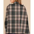 thumbnail image 2 of Women Plaid Cape Coat Stand Collar Double‑Breasted Sleeveless Poncho Jacket, 2 of 5