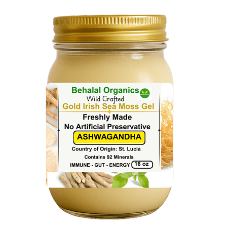 Ashwagandha Irish Sea Moss Gel â€“ St. Lucia Gold Sea Moss with Lemon | Behalal Organics Superfood for Stress, Immunity & Vitality