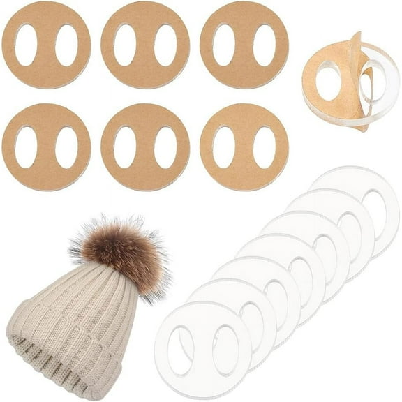 50PCS Acrylic Hollow Pom Pom Removable Button Flat Round Hat Pom Pom Holder Knitted Hat Making Fastener Tool for DIY Hat Pom Pom Ball Fixing