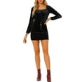 thumbnail image 2 of INSPIRE CHIC Women's Velvet Square Neck Long Sleeve Blouses S Black, 2 of 7