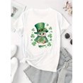thumbnail image 2 of T-Shirt Imprimé Hibou pour la Saint-Patrick pour Femmes - Col Rond Décontracté, Manches Courtes, Mélange Polyester Confortable, Lavable en Machine, Haut d'Été Festif, Tee-Shirt de Mode Vacances Col Rond Graphique Extensible, 2 of 7