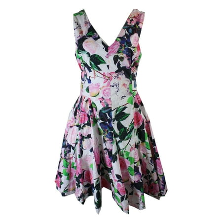 Betsey Johnson Pink Multi Cotton Floral Bow Back Fit & Flare Dress 12