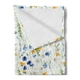 thumbnail image 2 of Flower Soft Flannel Fleece Blanket, Wild Flowers Poppies and Daisies Rural Nature Scenery in Meadows Rustic, Cozy Plush for Indoor and Outdoor Use, 50" x 60", Pale Green Yellow Blue, by Ambesonne, 2 of 5