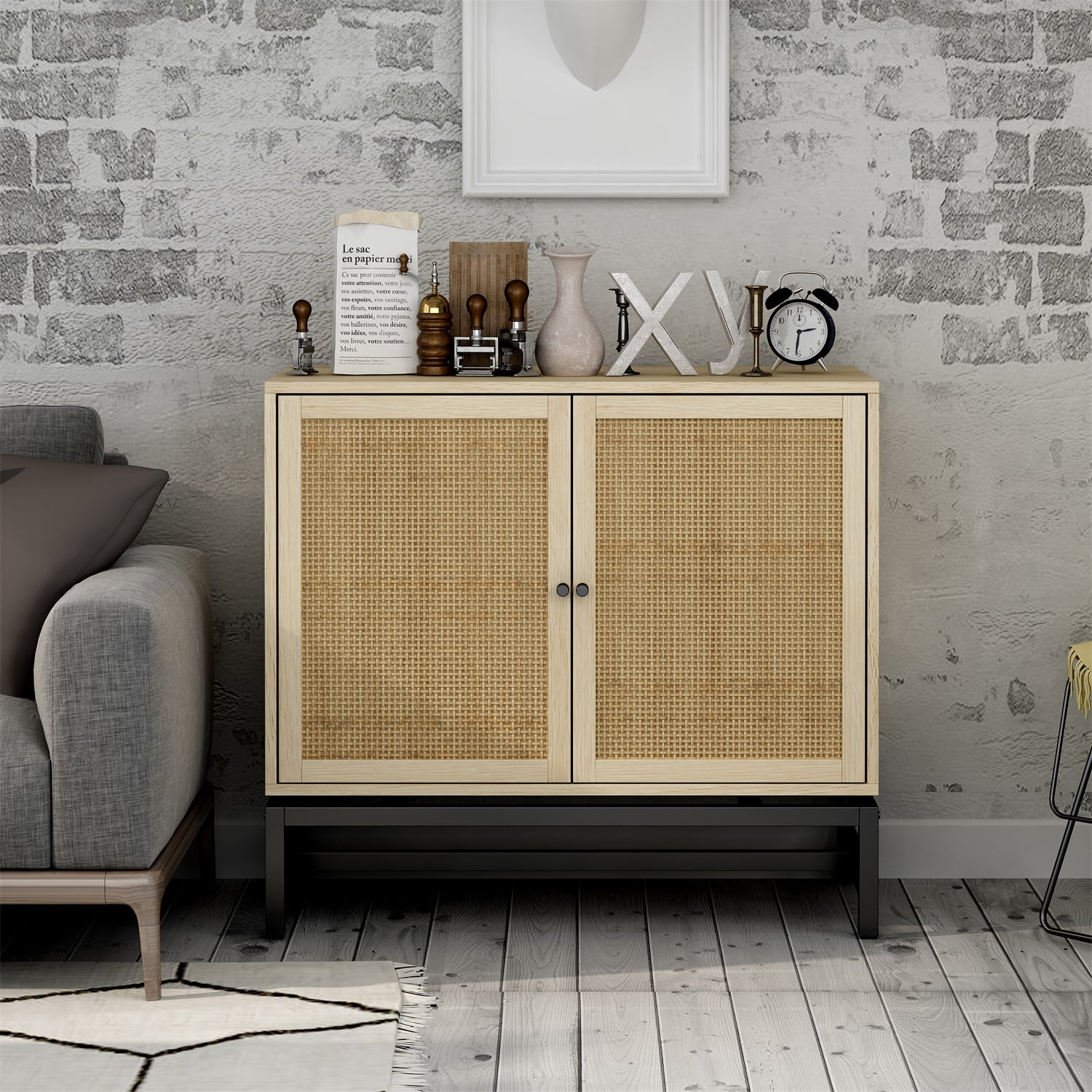 Kadyn Accent Storage Cabinet, Floor Storage Cabinet with 2 doors and 1 Adjustable Inner Shelves, Kitchen Storage Cabinet for Living Room, Natural Kadyn Accent Storage Cabinet, Floor Storage Cabinet with 2 doors and 1 Adjustable Inner Shelves, Kitchen Storage Cabinet for Living Room, Natural