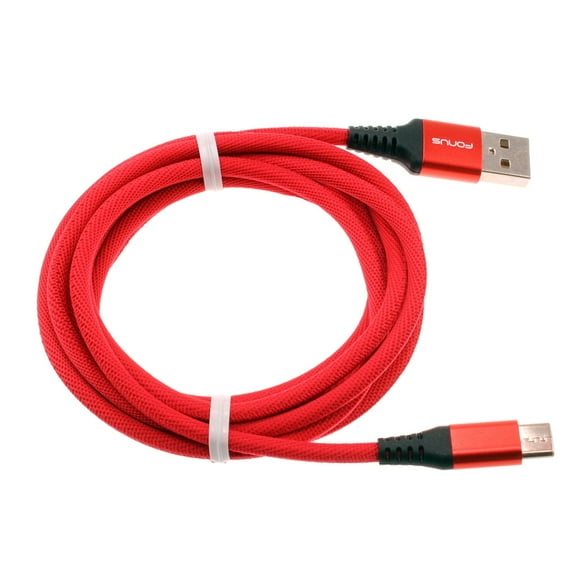 Red 10ft USB-C Cable for Consumer Cellular Verve Snap/Connect - Type-C Charger Cord Power Wire Long Braided for Consumer Cellular Verve Snap/Connect