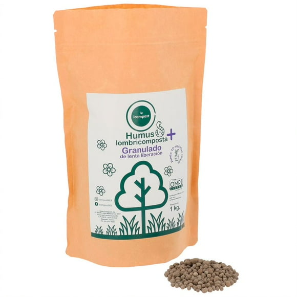 Humus de Lombriz Fertilizante Orgánico Certificado icompost Bolsa stand up 1 kg