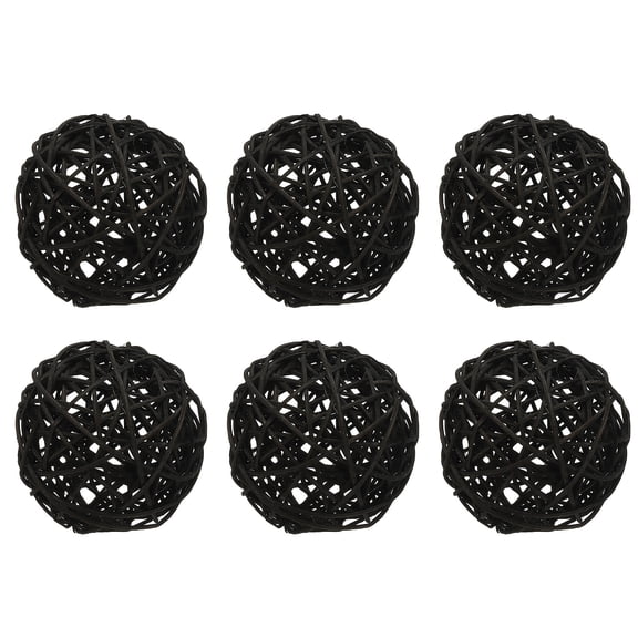 Uxcell 6 Pcs Wicker Rattan Balls 3.1 Inch Rattan Decorative Balls Vase Fillers for Wedding Party Centerpiece Bowls Home Decoration, Black