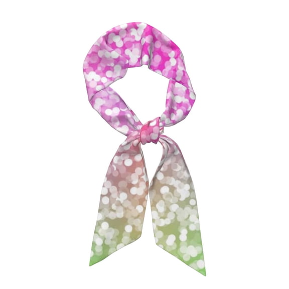 Easygdp Colorful Glitters Neck Scarf Printed Scarves Head for Women'S Fashion Satin Scarfs For Bag Hair for Dating, Travel
