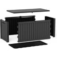 thumbnail image 3 of PATIOEASY 150 Gallon Outdoor Storage Box Waterproof Lockable Resin Deck Box, for Pool Accessories, Tools Storage, UV-Resistant Outside, Black, 3 of 9
