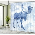 thumbnail image 5 of Ambesonne Moose Shower Curtain, Blue Winter Antlers Tree, 69"Wx70"L, Blue White, 5 of 5