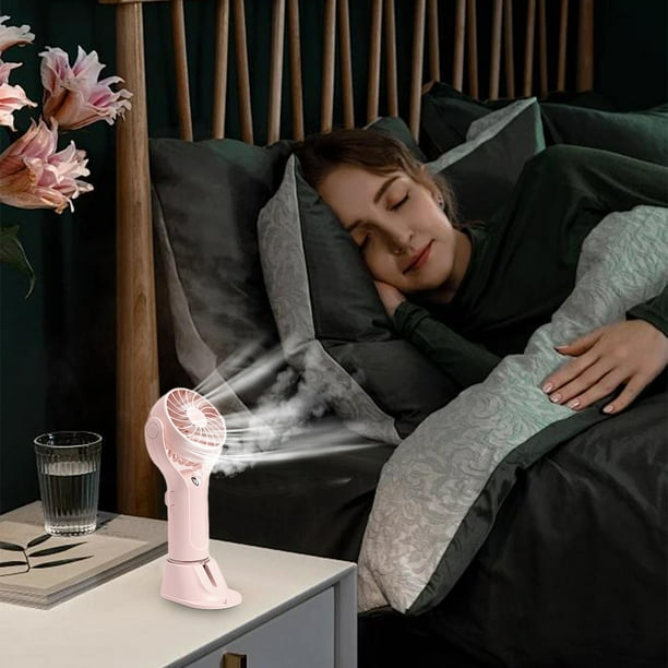 Ventilador portátil de nebulización recargable USB - Refrigerador de aire personal de 3 velocidades con humidificador para escritorio, viajes, hogar y oficina