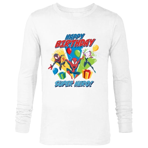 Marvel Spider-Man Miles Gwen Happy Birthday Super Hero! - Long Sleeve T-Shirt for Men - Customized-White