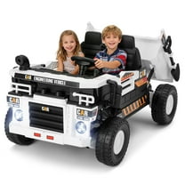 JOYLDIAS 24V Powered Ride on Dump Truck Construction Vehicles with 2 Seaters, Electric Dump Bed, 4 Engines, 3 Speeds, Shovel, Remote Control, Music, Bluetooth (White)