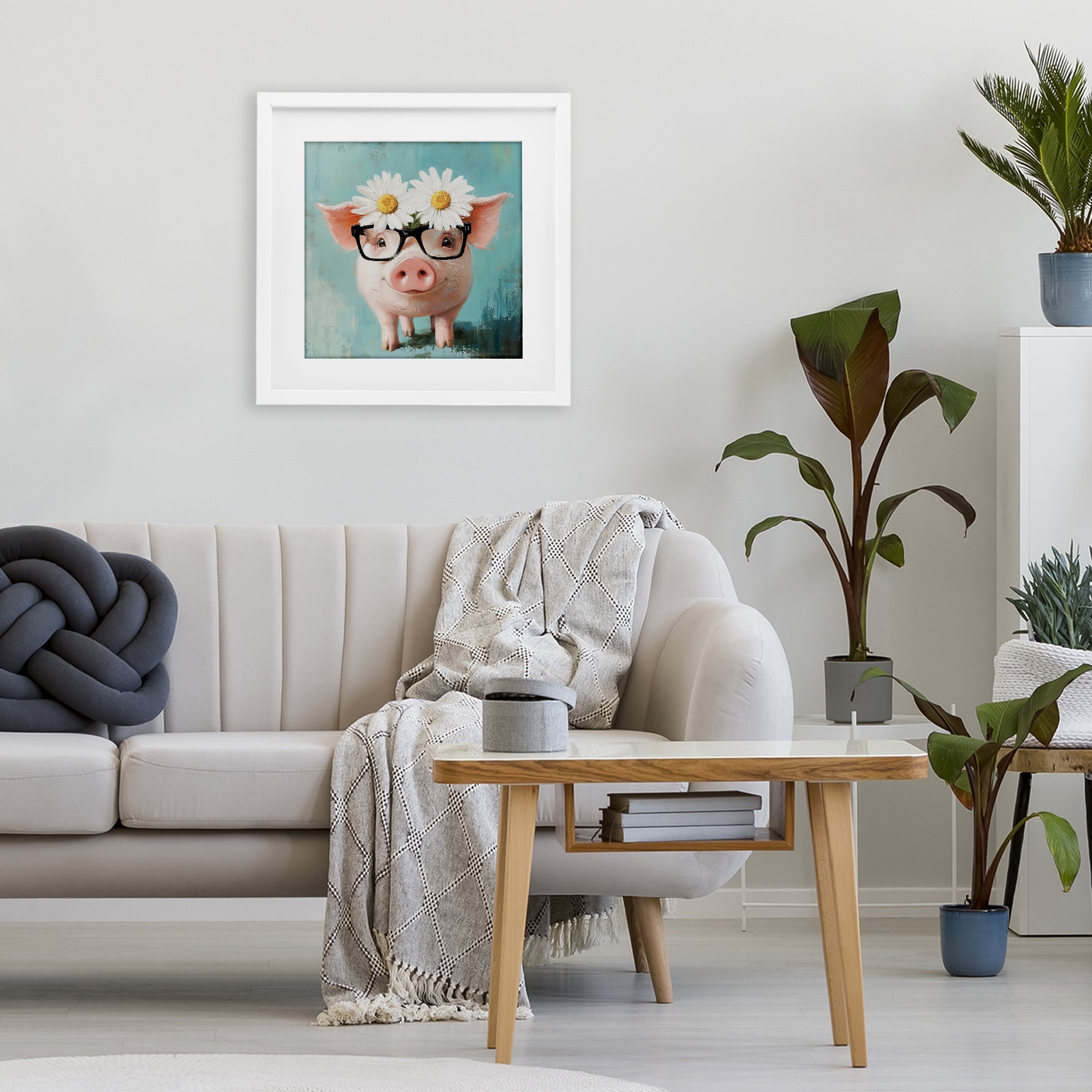 Stupell Industries Nerdy Natalie Piglet White Framed Print Under Glass, design by Tina LeCour